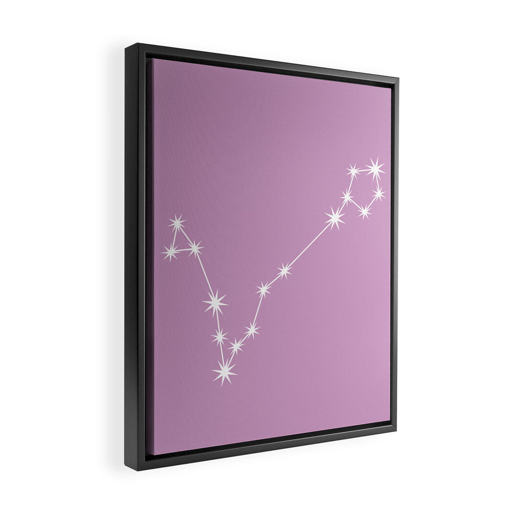 Pisces Zodiac Star Constellation Line Art Pastel Lilac Framed Canvas Print Gallery Image 2