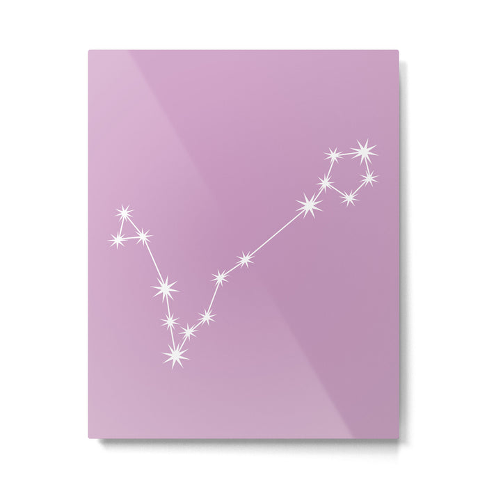 Pisces Zodiac Star Constellation Line Art Pastel Lilac Metal Print Gallery Image 1