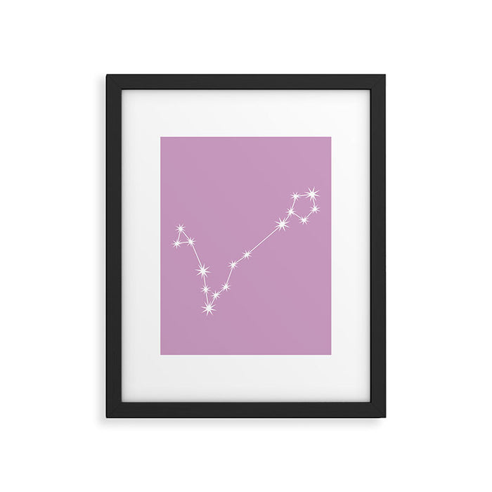 Pisces Zodiac Star Constellation Line Art Pastel Lilac Framed Art Print Gallery Image 1
