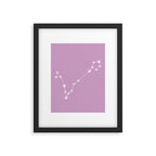 Pisces Zodiac Star Constellation Line Art Pastel Lilac Framed Art Print Gallery Image 6