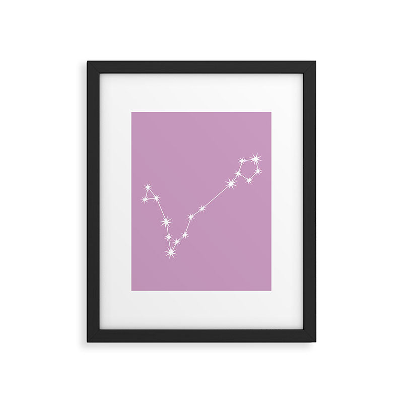 Pisces Zodiac Star Constellation Line Art Pastel Lilac Framed Art Print Gallery Image 6