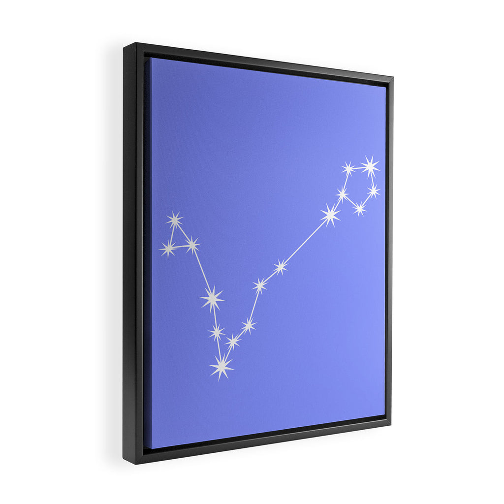Pisces Zodiac Star Constellation Line Art Pastel Purple Framed Canvas Print Gallery Image 2
