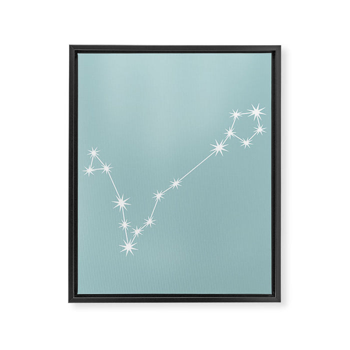 Pisces Zodiac Star Constellation Line Art Pastel Teal Framed Canvas Print Gallery Image 1