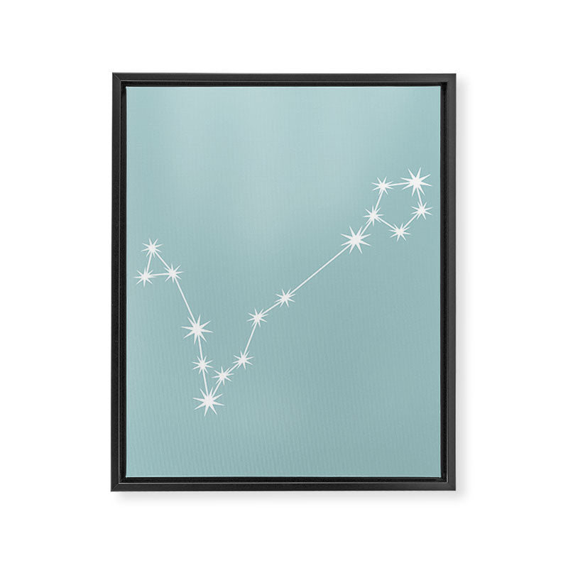 Pisces Zodiac Star Constellation Line Art Pastel Teal Framed Canvas Print Gallery Image 8