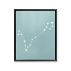 Pisces Zodiac Star Constellation Line Art Pastel Teal Framed Canvas Print Gallery Image 8