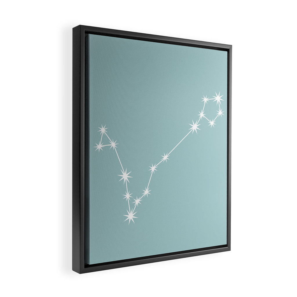 Pisces Zodiac Star Constellation Line Art Pastel Teal Framed Canvas Print Gallery Image 2