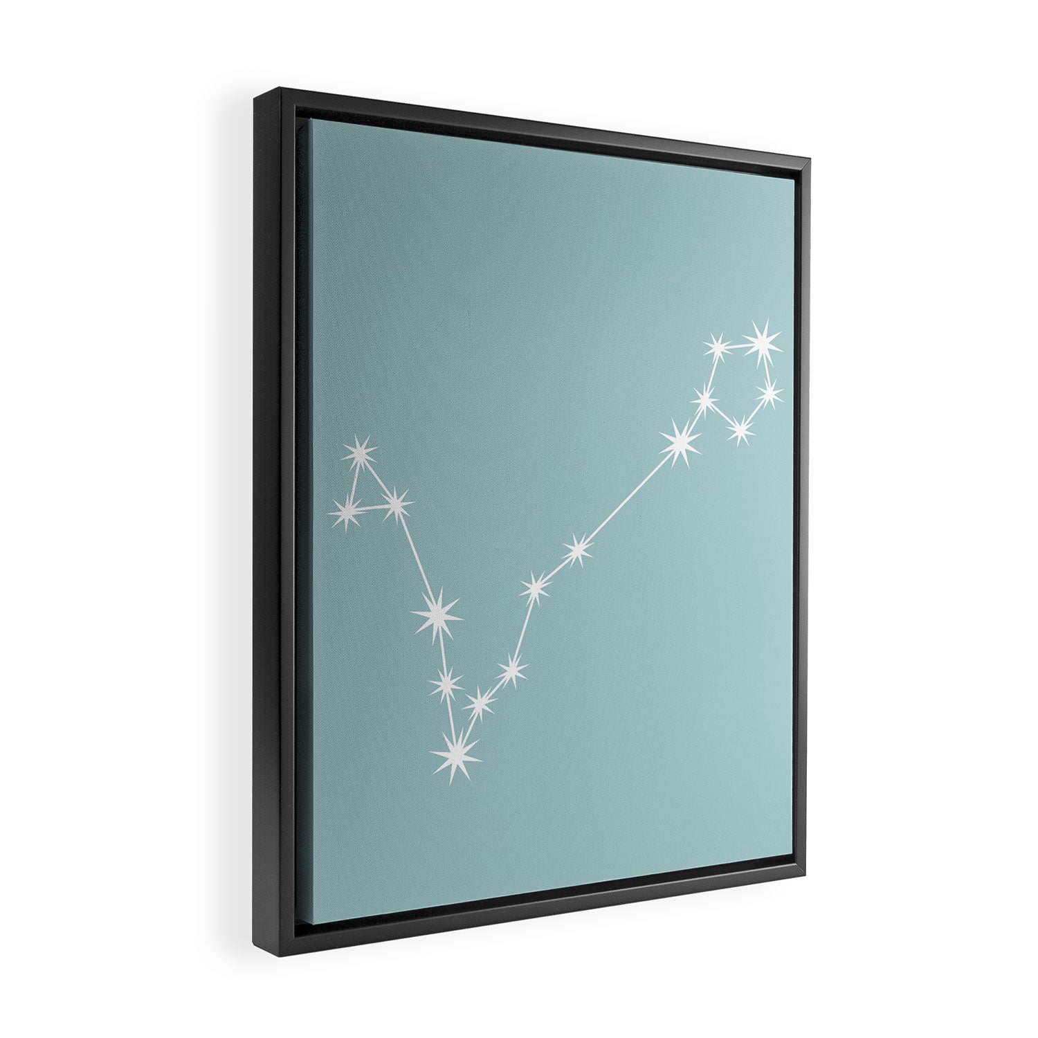Pisces Zodiac Star Constellation Line Art Pastel Teal Framed Canvas Print Gallery Image 2