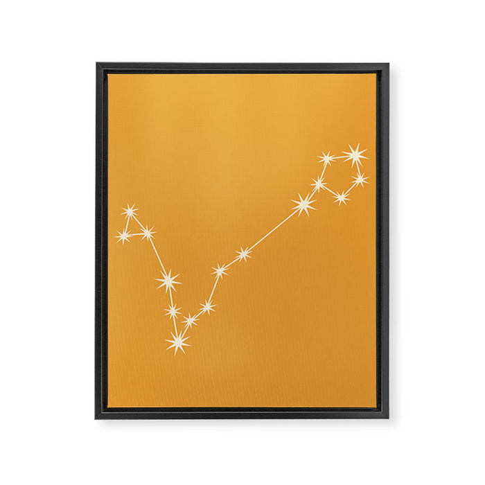 Pisces Zodiac Star Constellation Line Art Peach Orange Framed Canvas Print Gallery Image 1