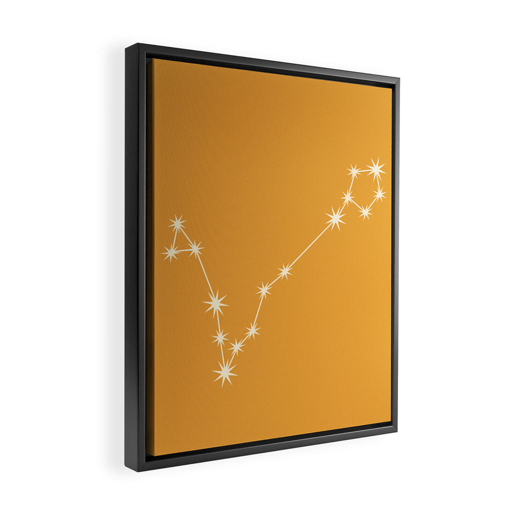 Pisces Zodiac Star Constellation Line Art Peach Orange Framed Canvas Print Gallery Image 2