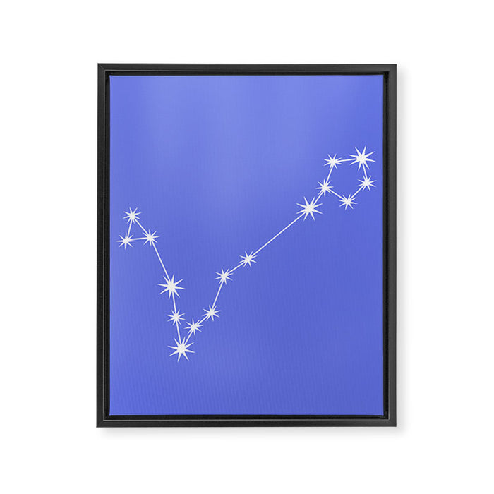 Pisces Zodiac Star Constellation Line Art Periwinkle Purple Framed Canvas Print Gallery Image 1