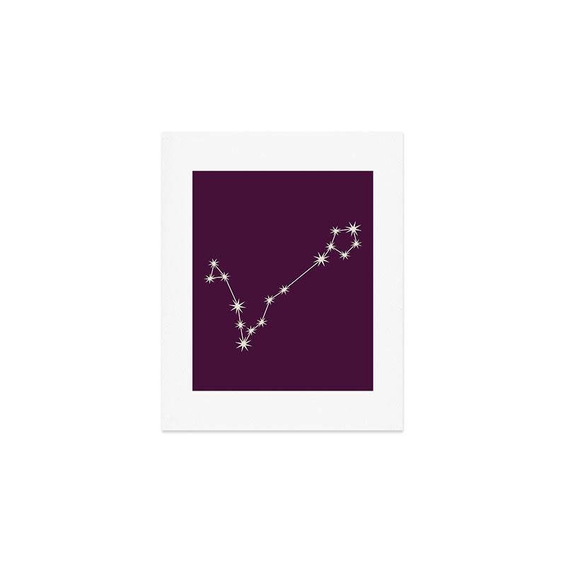 Pisces Zodiac Star Constellation Line Art Plum Purple Art Print Gallery Image 1