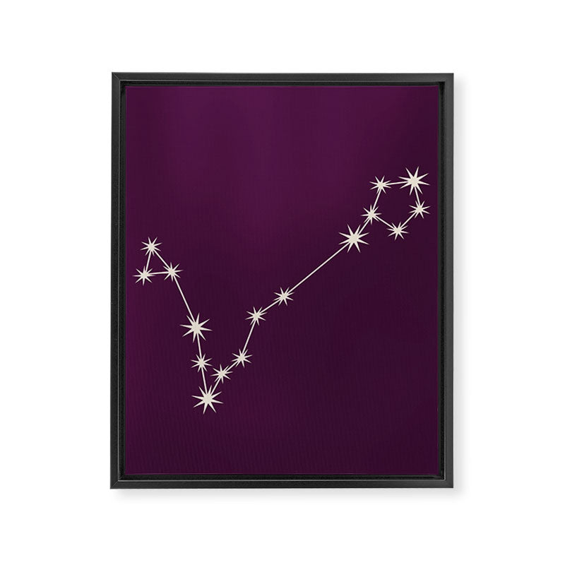 Pisces Zodiac Star Constellation Line Art Plum Purple Framed Canvas Print Gallery Image 8