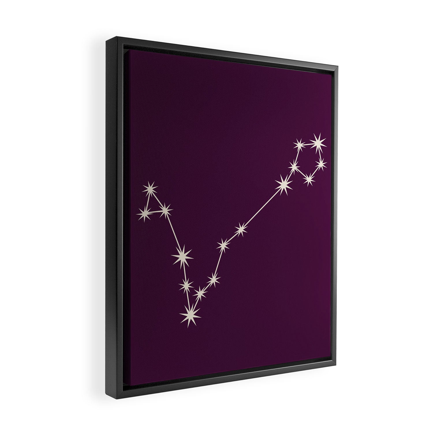Pisces Zodiac Star Constellation Line Art Plum Purple Framed Canvas Print Gallery Image 2