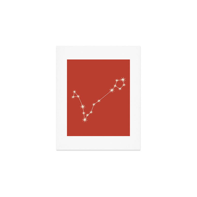 Pisces Zodiac Star Constellation Line Art Red Art Print Gallery Image 1