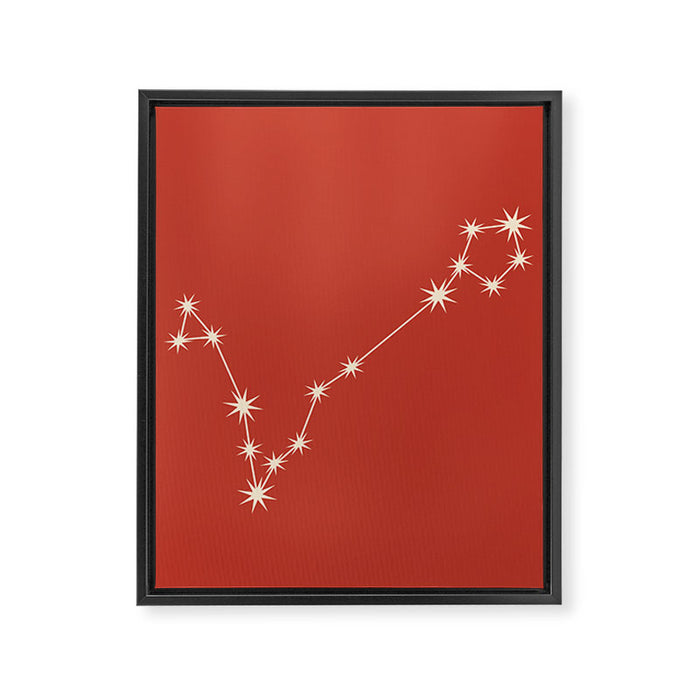 Pisces Zodiac Star Constellation Line Art Red Framed Canvas Print Gallery Image 1