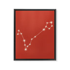 Pisces Zodiac Star Constellation Line Art Red Framed Canvas Print Gallery Image 8