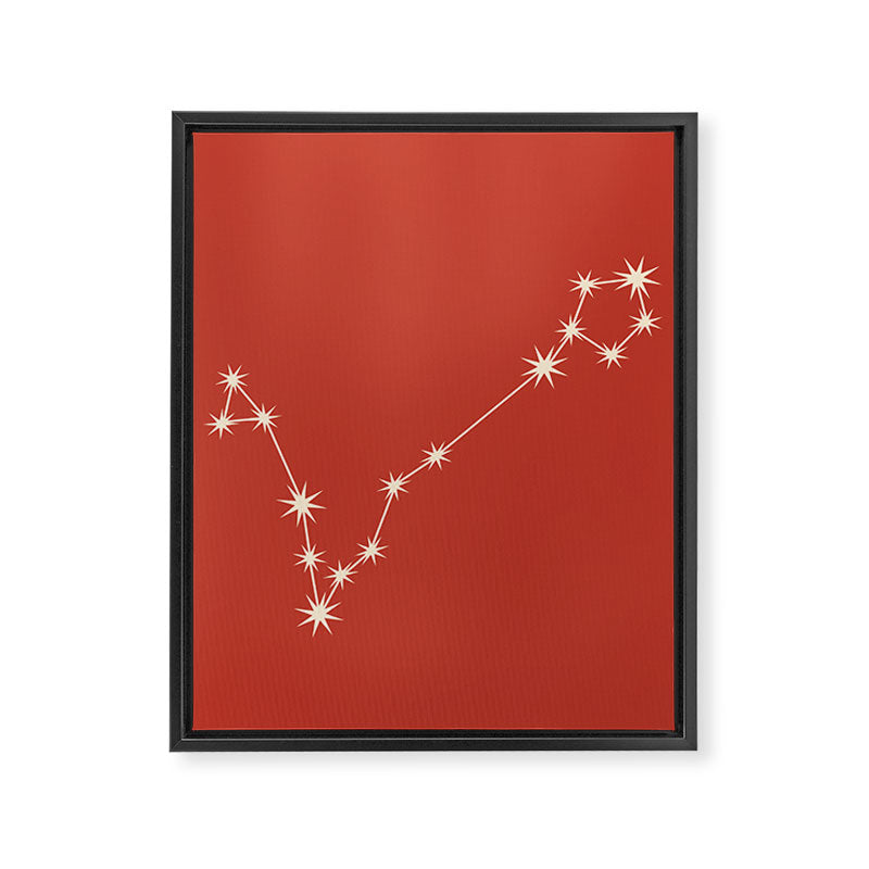 Pisces Zodiac Star Constellation Line Art Red Framed Canvas Print Gallery Image 8