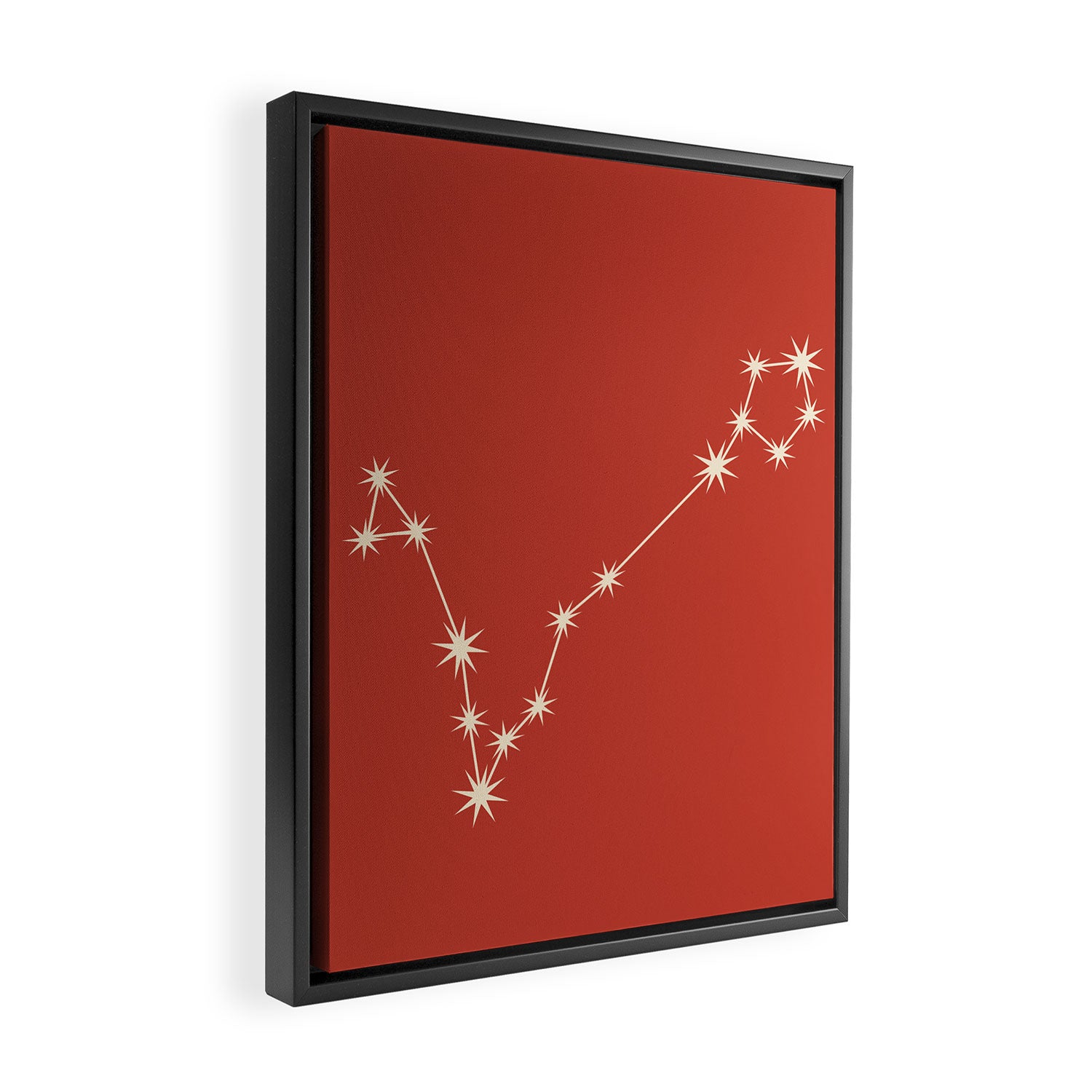 Pisces Zodiac Star Constellation Line Art Red Framed Canvas Print Gallery Image 2