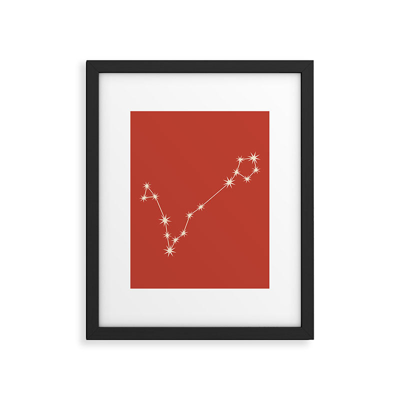 Pisces Zodiac Star Constellation Line Art Red Framed Art Print Gallery Image 6