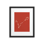 Pisces Zodiac Star Constellation Line Art Red Framed Art Print Gallery Image 6