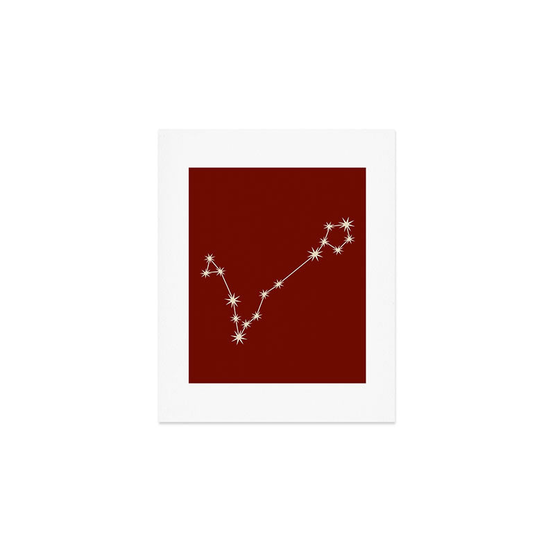 Pisces Zodiac Star Constellation Line Art Ruby Red Art Print Gallery Image 1