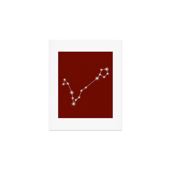 Pisces Zodiac Star Constellation Line Art Ruby Red Art Print Gallery Image 1