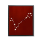 Pisces Zodiac Star Constellation Line Art Ruby Red Framed Canvas Print Gallery Image 8