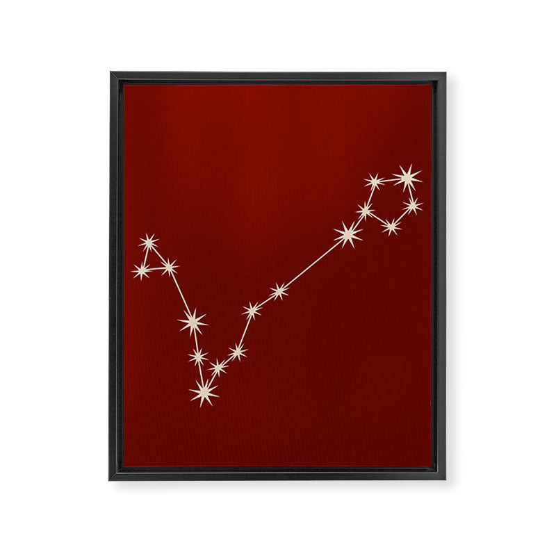 Pisces Zodiac Star Constellation Line Art Ruby Red Framed Canvas Print Gallery Image 8