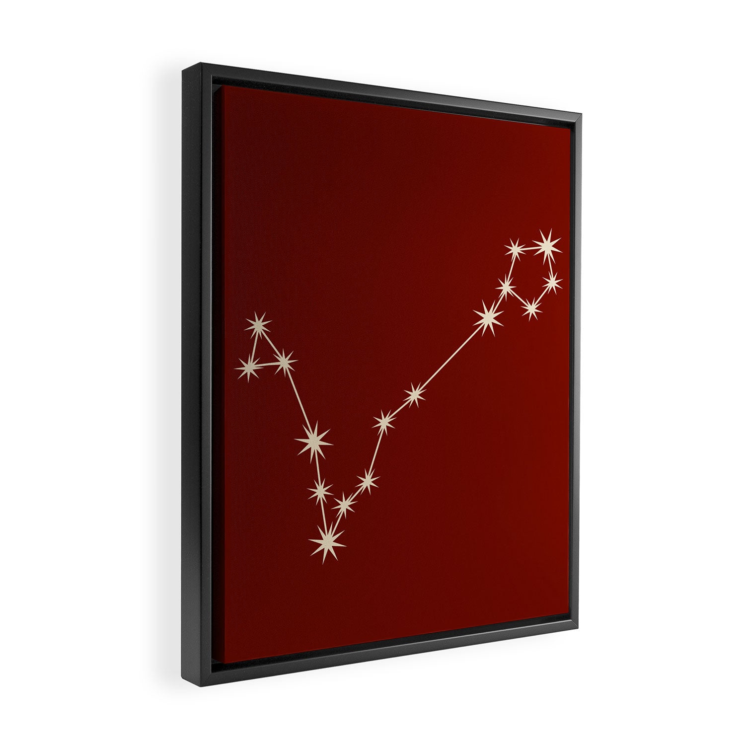 Pisces Zodiac Star Constellation Line Art Ruby Red Framed Canvas Print Gallery Image 2