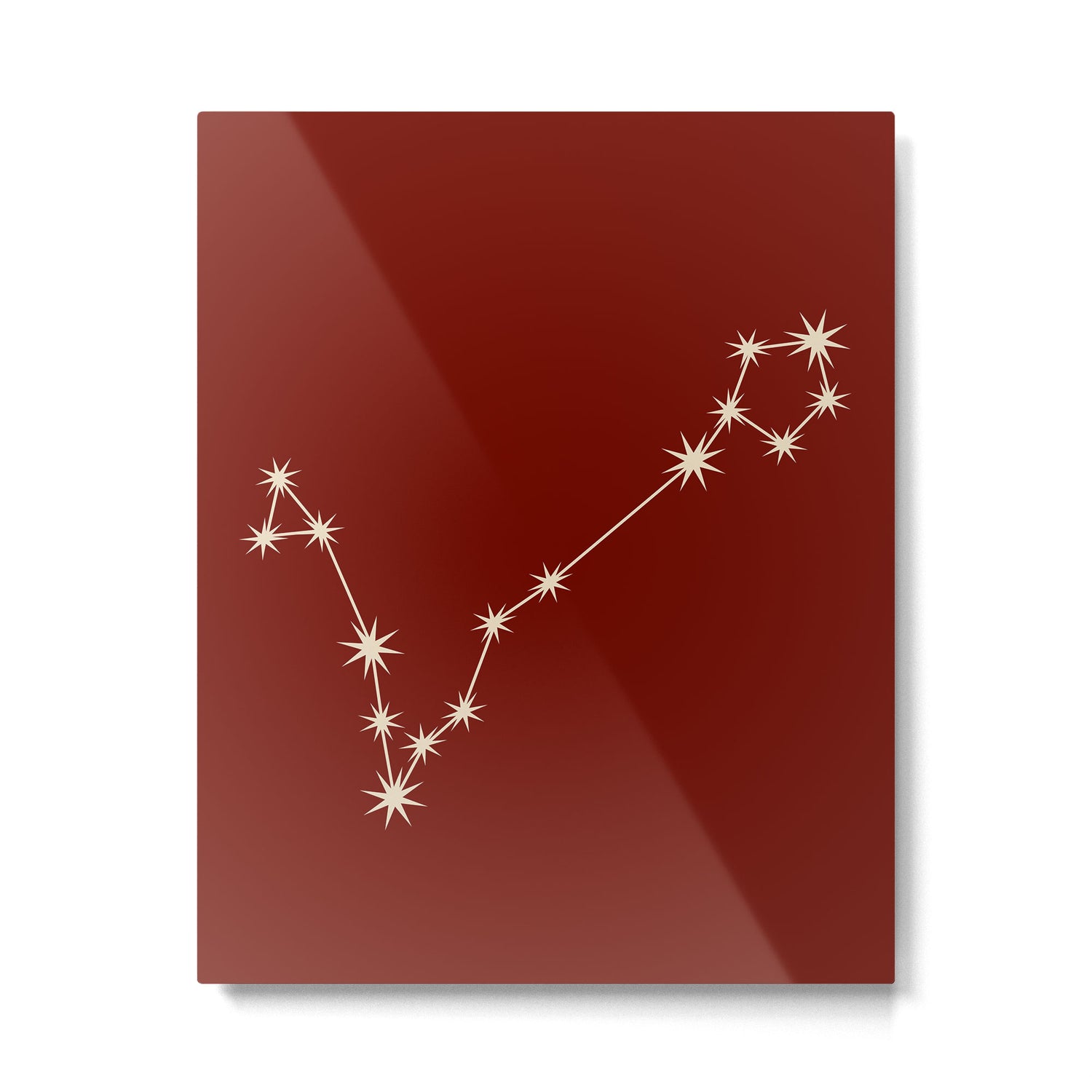 Pisces Zodiac Star Constellation Line Art Ruby Red Metal Print Gallery Image 6
