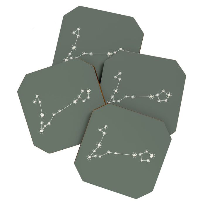 Pisces Zodiac Star Constellation Line Art Sage Coaster Gallery Image 1