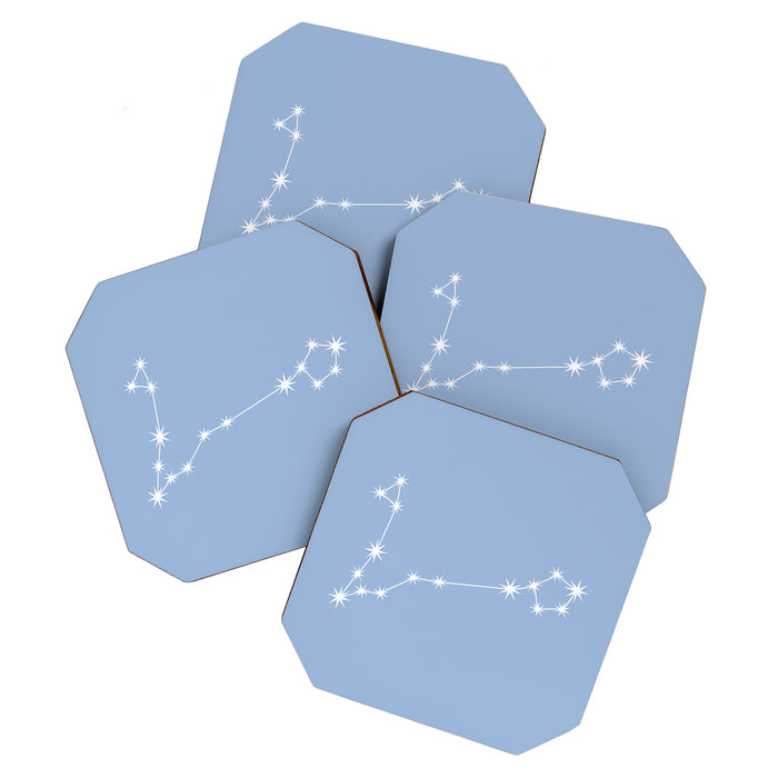 Pisces Zodiac Star Constellation Line Art Sky Blue Coaster Gallery Image 1