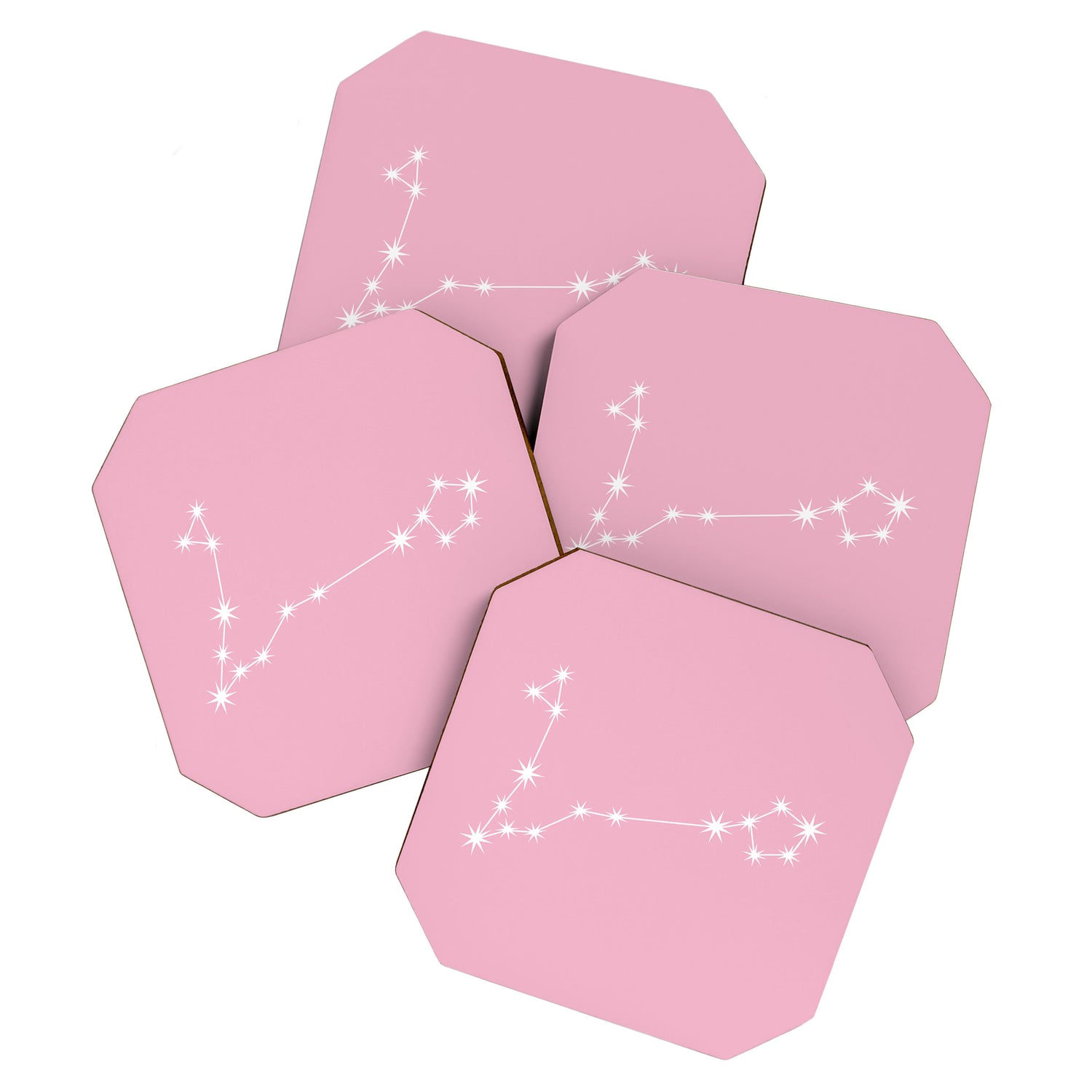 Pisces Zodiac Star Constellation Line Art Soft Pink Coaster Gallery Image 1
