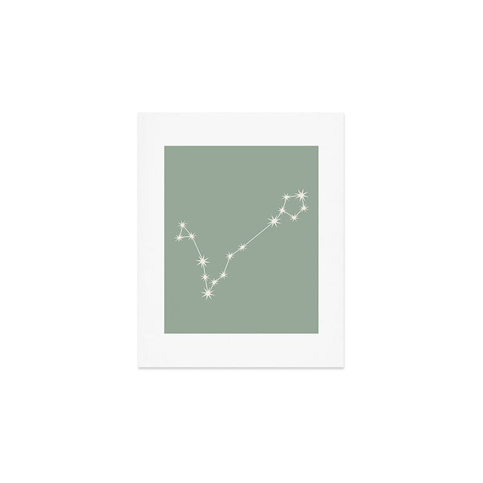 Pisces Zodiac Star Constellation Line Art Soft Sage Art Print Gallery Image 1