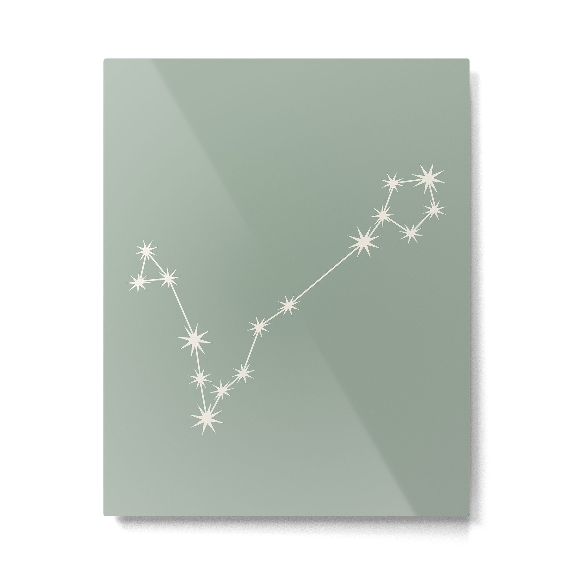 Pisces Zodiac Star Constellation Line Art Soft Sage Metal Print Gallery Image 6