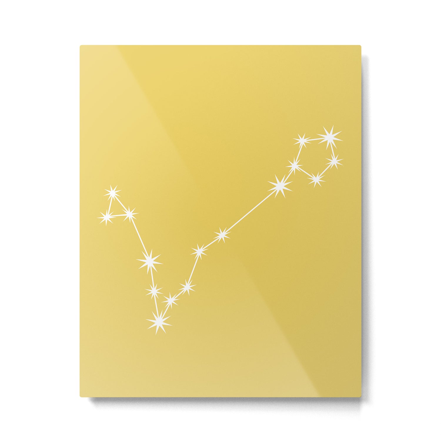 Pisces Zodiac Star Constellation Line Art Soft Yellow Metal Print Gallery Image 6