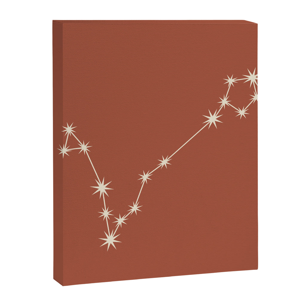 Pisces Zodiac Star Constellation Line Art Terracotta Red Canvas Print Gallery Image 8