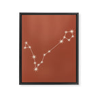 Pisces Zodiac Star Constellation Line Art Terracotta Red Framed Canvas Print Gallery Image 8