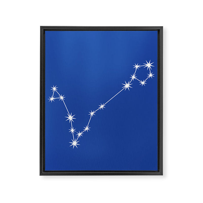 Pisces Zodiac Star Constellation Line Art Vibrant Blue Framed Canvas Print Gallery Image 1