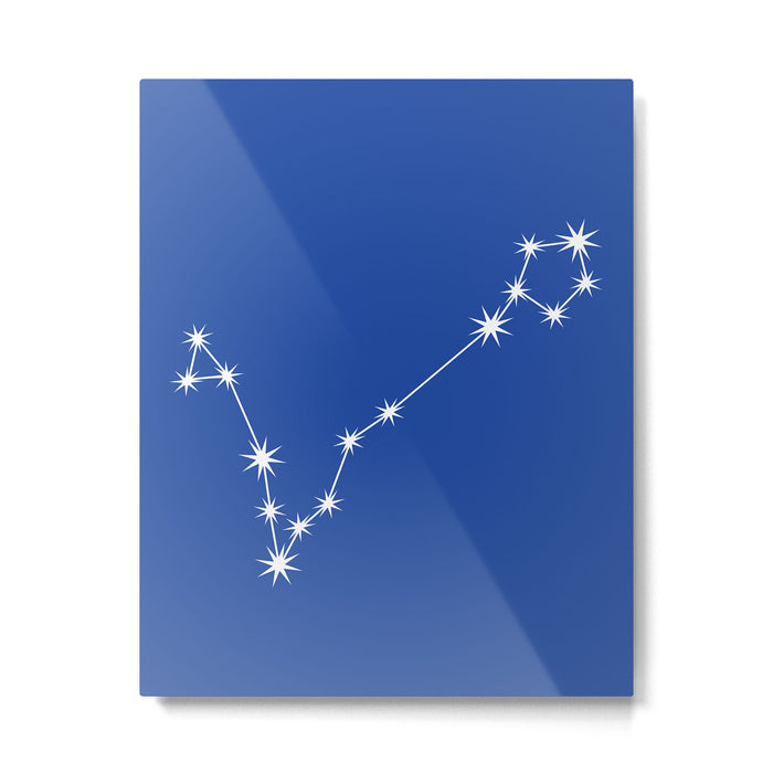 Pisces Zodiac Star Constellation Line Art Vibrant Blue Metal Print Gallery Image 1