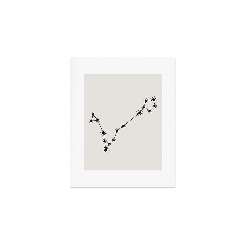 Pisces Zodiac Star Constellation Line Art White Art Print Gallery Image 1