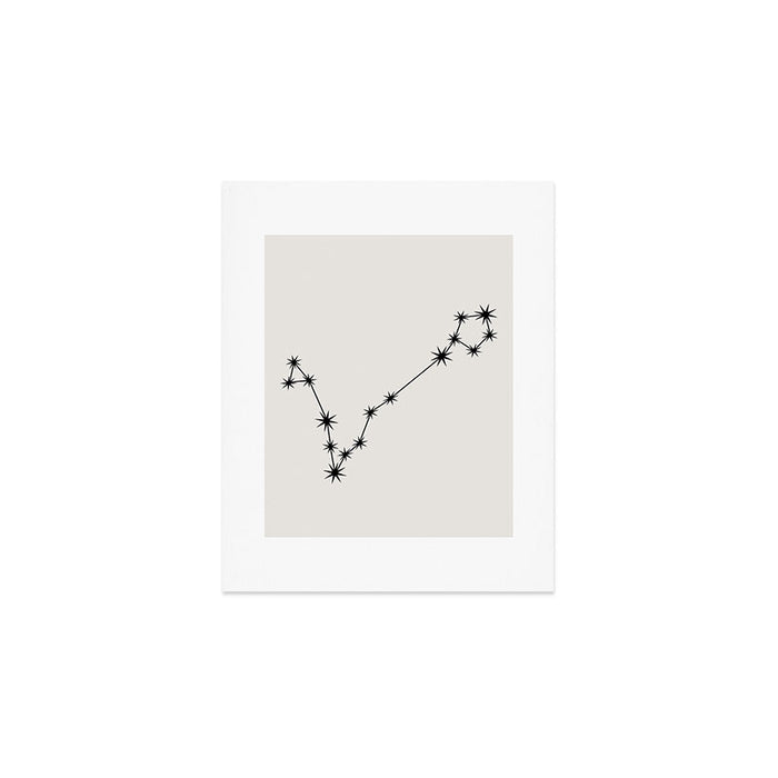 Pisces Zodiac Star Constellation Line Art White Art Print Gallery Image 1