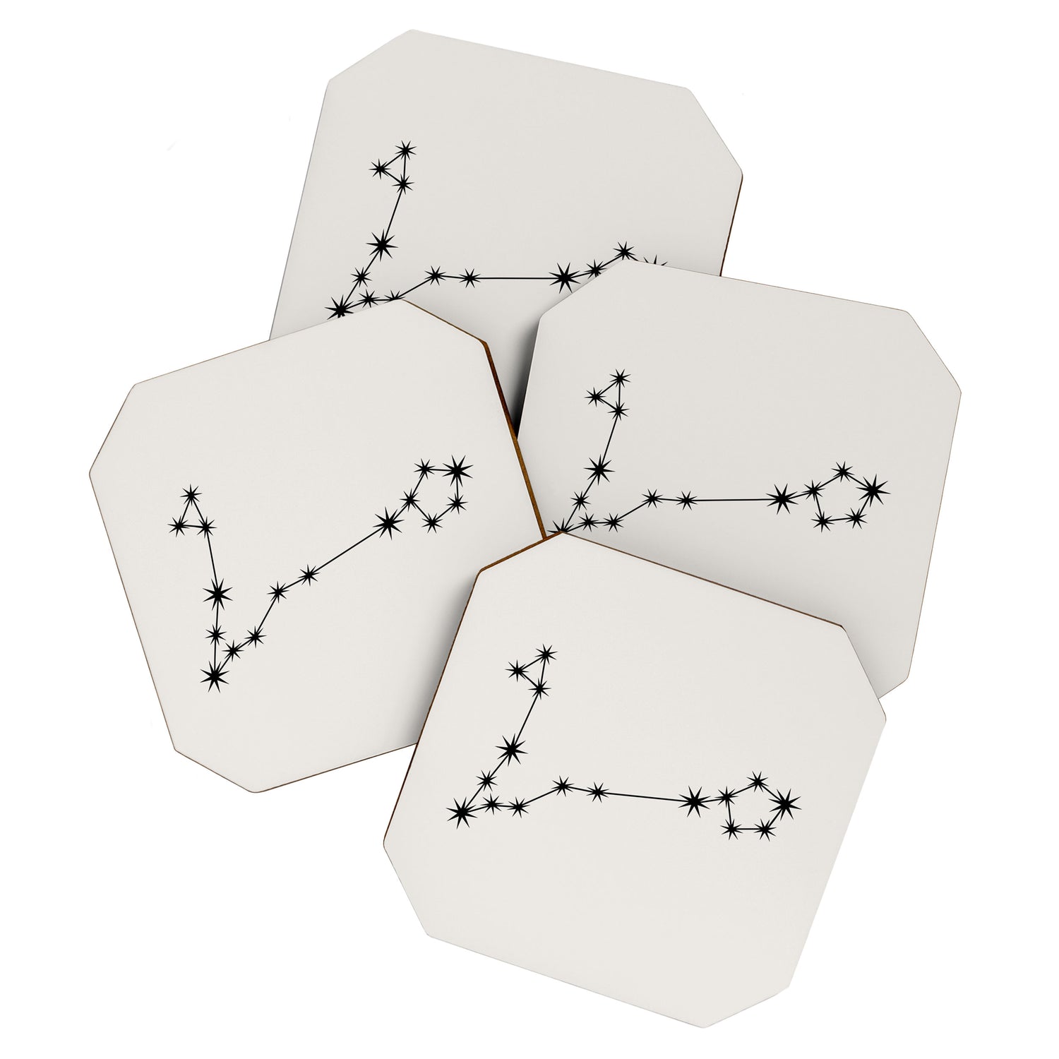 Pisces Zodiac Star Constellation Line Art White Coaster Gallery Image 1