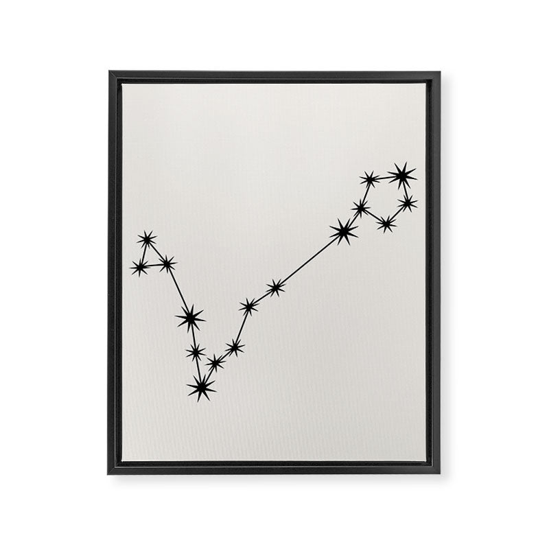 Pisces Zodiac Star Constellation Line Art White Framed Canvas Print Gallery Image 8