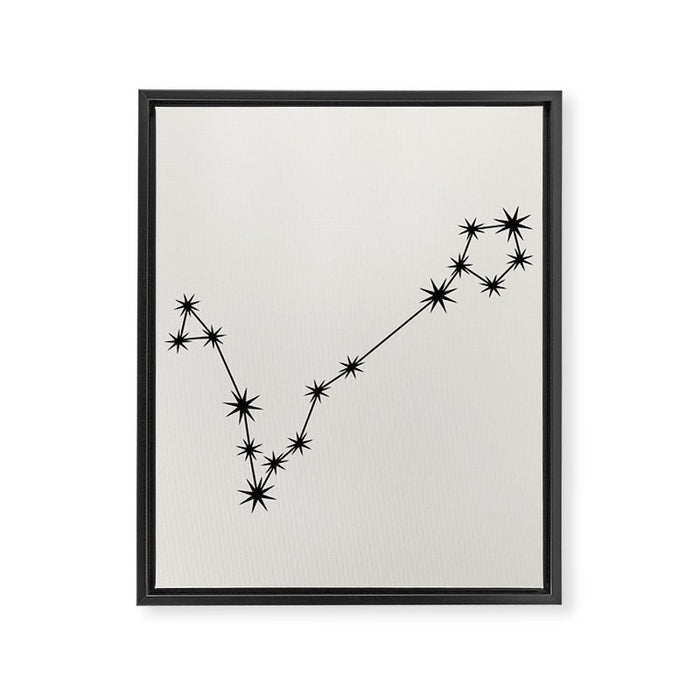 Pisces Zodiac Star Constellation Line Art White Framed Canvas Print Gallery Image 1