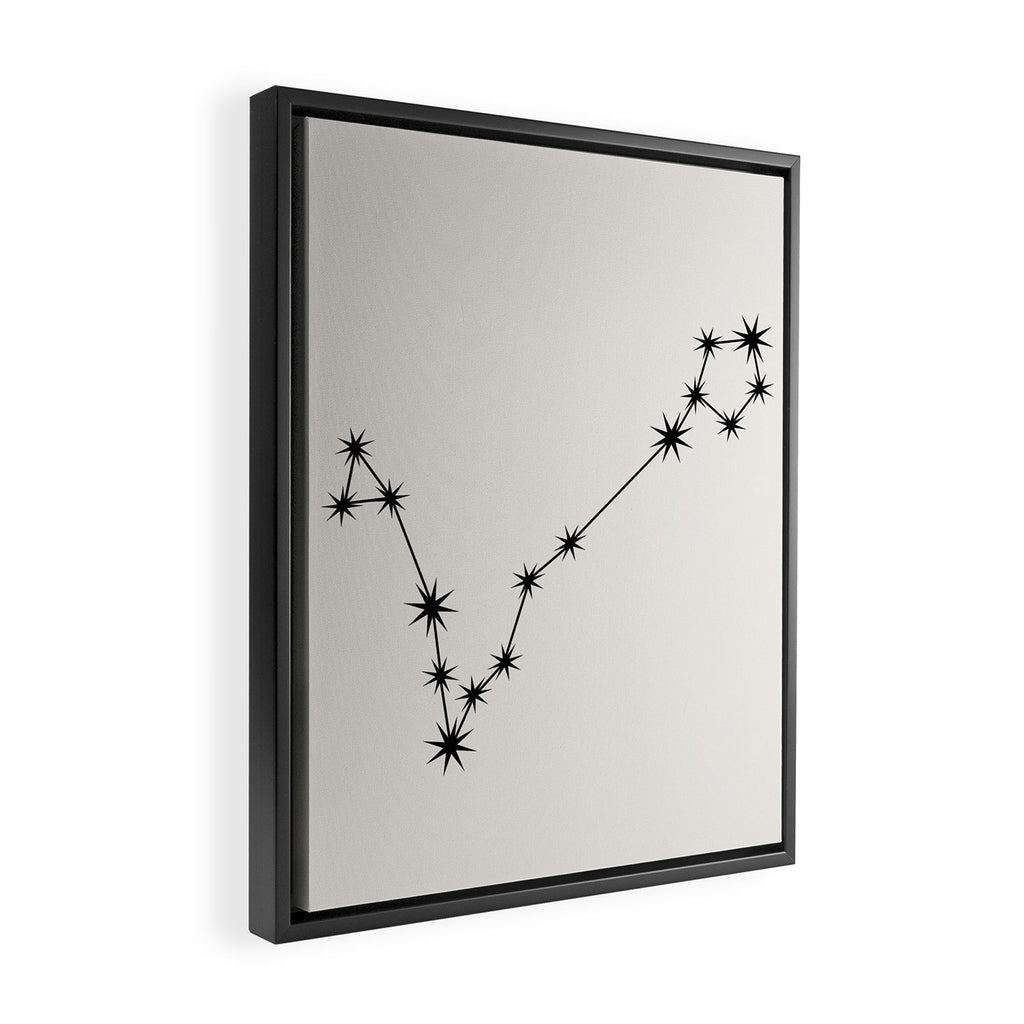 Pisces Zodiac Star Constellation Line Art White Framed Canvas Print Gallery Image 2
