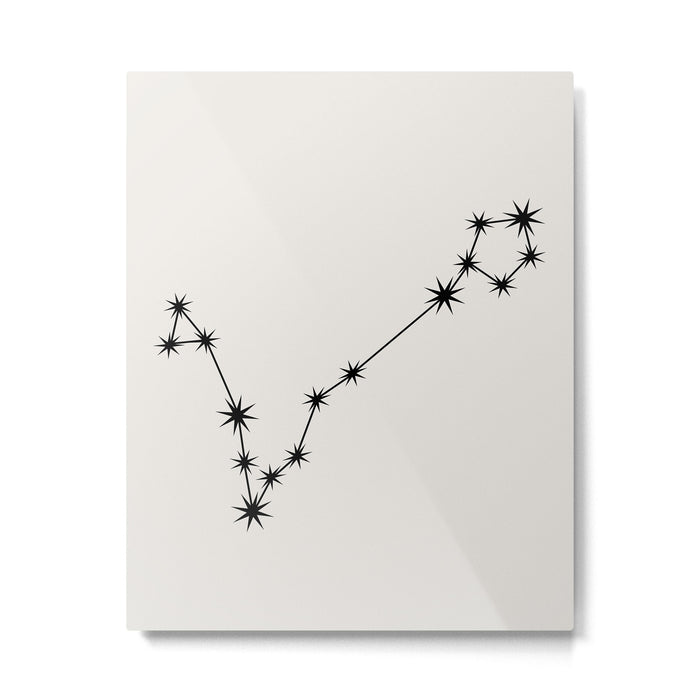 Pisces Zodiac Star Constellation Line Art White Metal Print Gallery Image 1