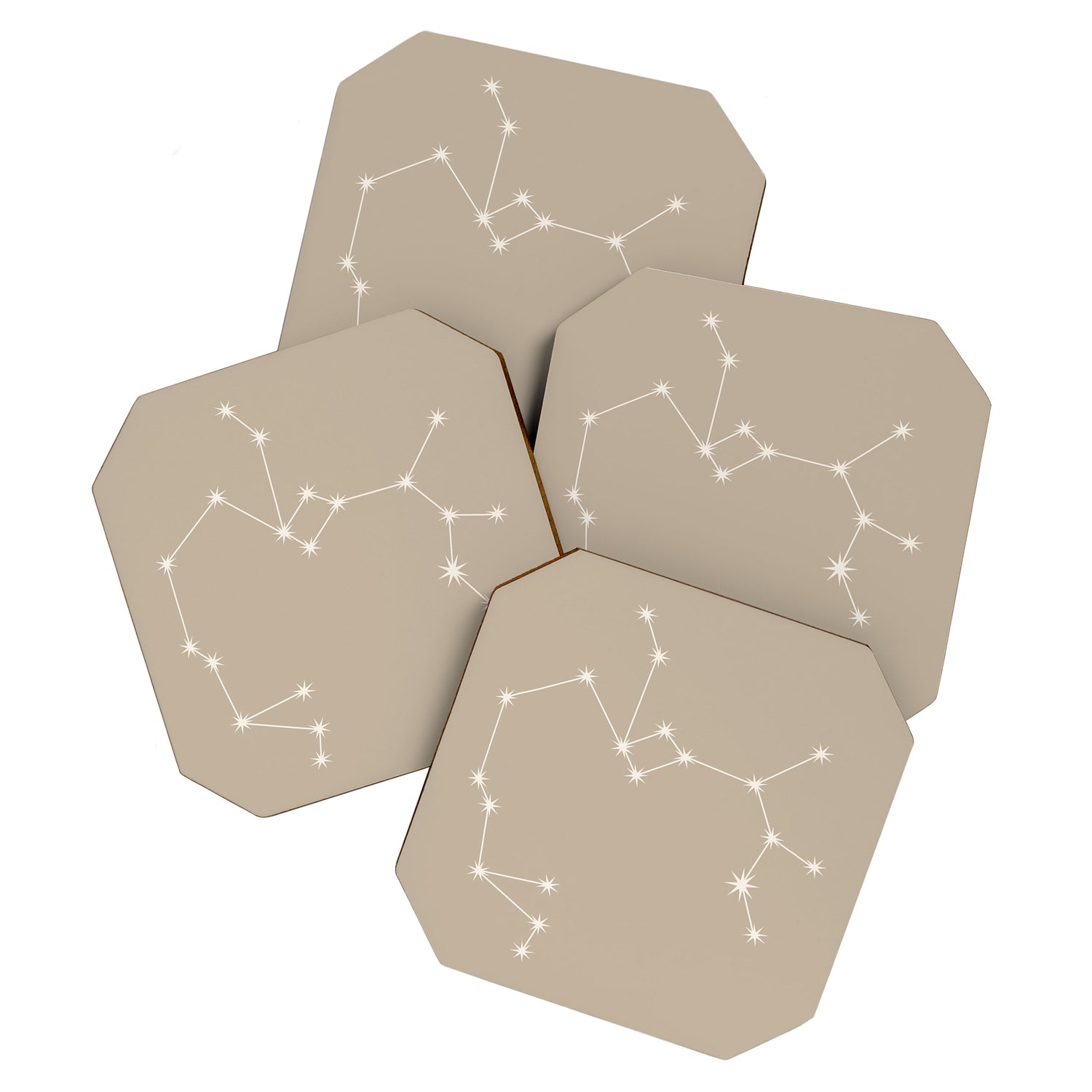 Sagittarius Zodiac Star Constellation Line Art Beige Coaster Gallery Image 1