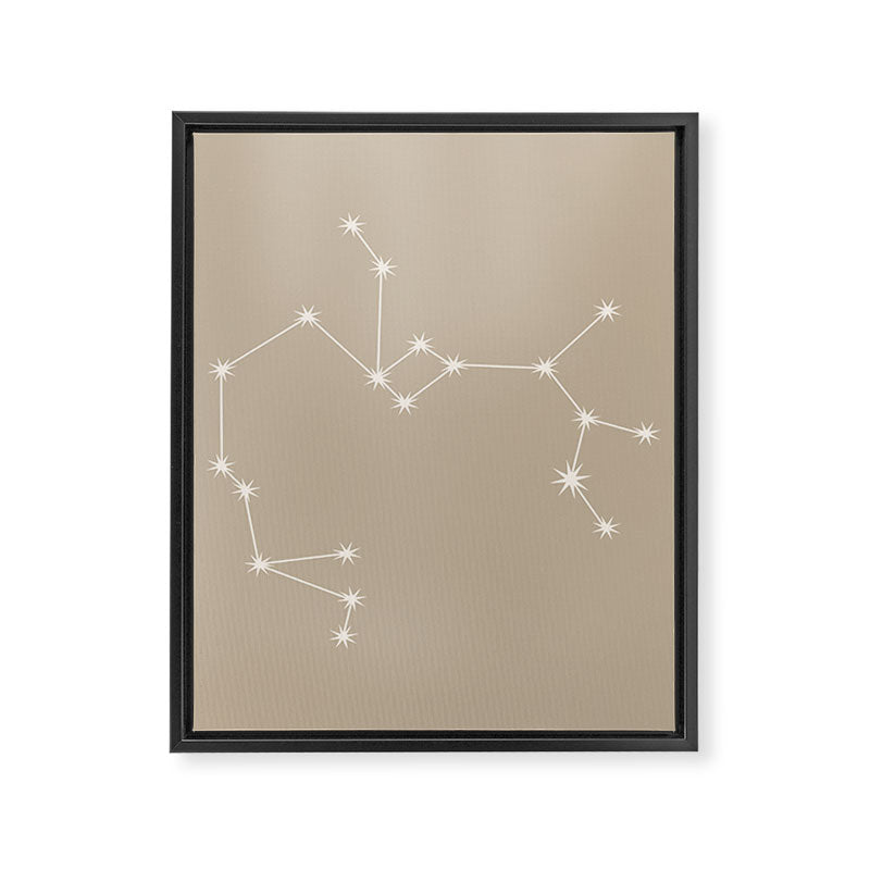Sagittarius Zodiac Star Constellation Line Art Beige Framed Canvas Print Gallery Image 8