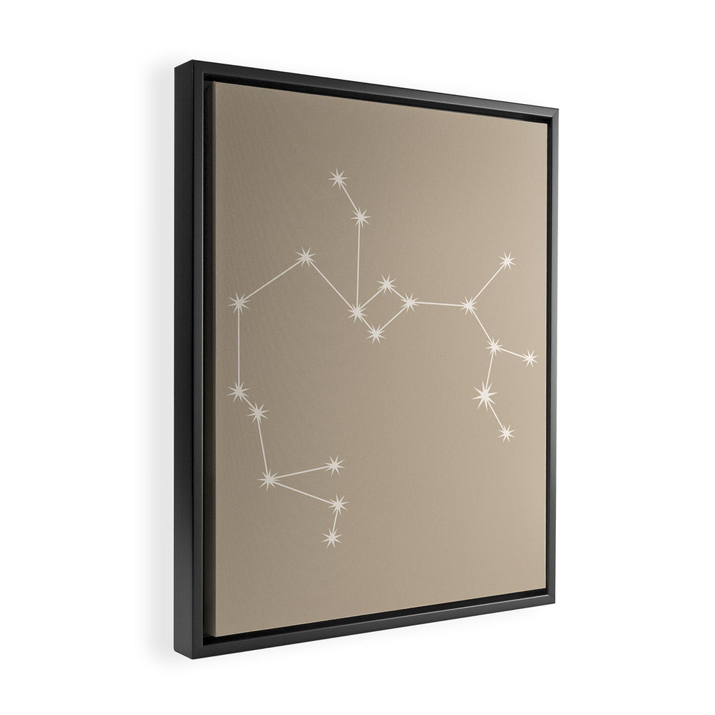 Sagittarius Zodiac Star Constellation Line Art Beige Framed Canvas Print Gallery Image 2